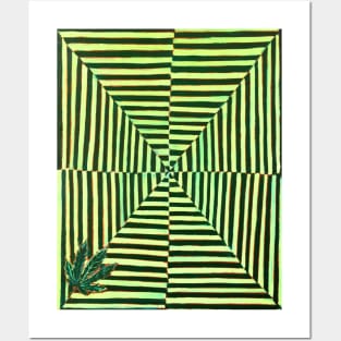 Trippy Weed Leaf Posters and Art